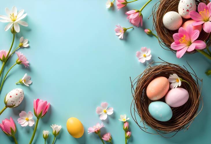 Charming Spring Easter Nestled Eggs and Floral Beauty